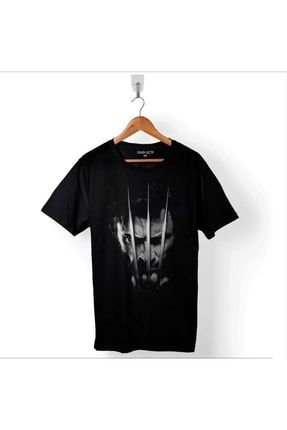 Erkek Siyah The Wolverıne Hugh Jackman Logo Marvel T-shirt T01S1726