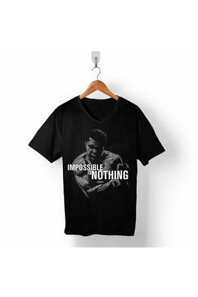 Muhammed Ali Clay Impossible Is Nothing Boksör V Yaka T-Shirt T05S1510
