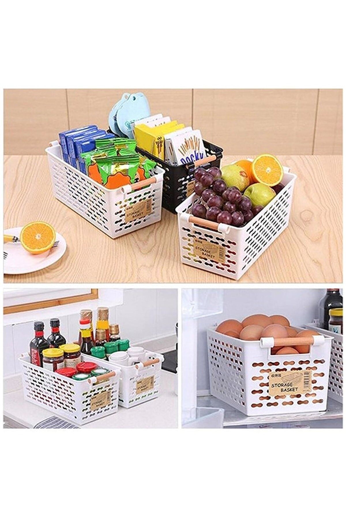 Trouvaille-4 Pieces Refrigerator Organizer Vegetable Fruit Basket Kitchen Bathroom Under Counter Organizer 3