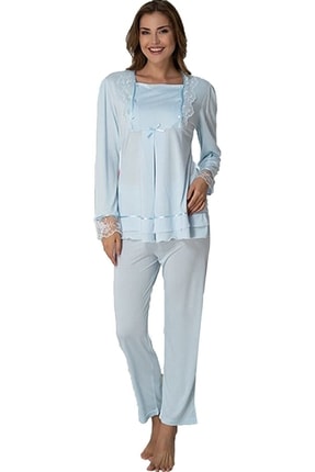 Pijama Kadın Mavi Hamile Lohusa Pijama Takımı 2015