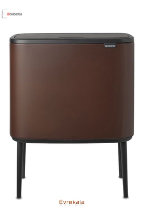 Brabantıa Evrekala Shop Büyük Çöp Kutusu Dokunmatik 11+23 Lt New Brown Series