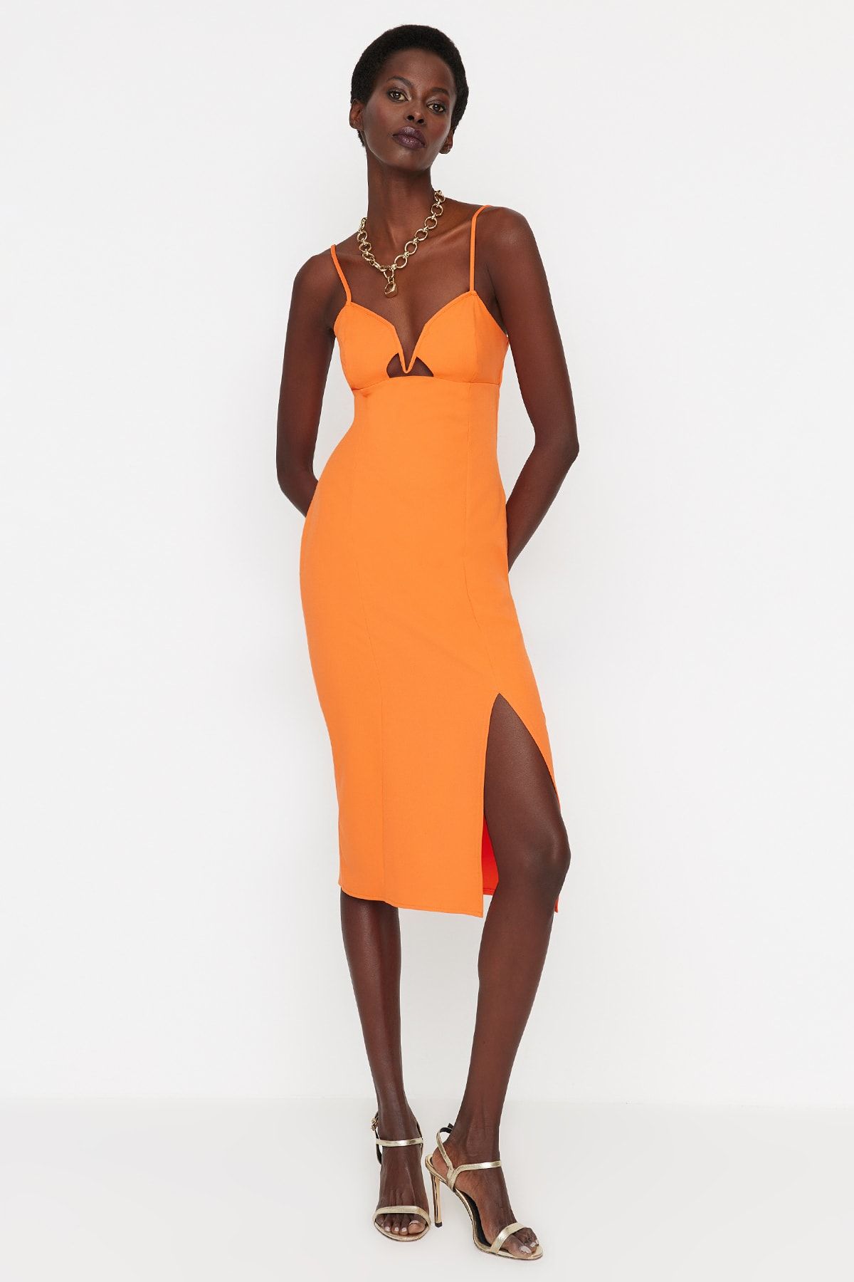 Trendyol Collection Kleid Orange Bodycon Fast ausverkauft