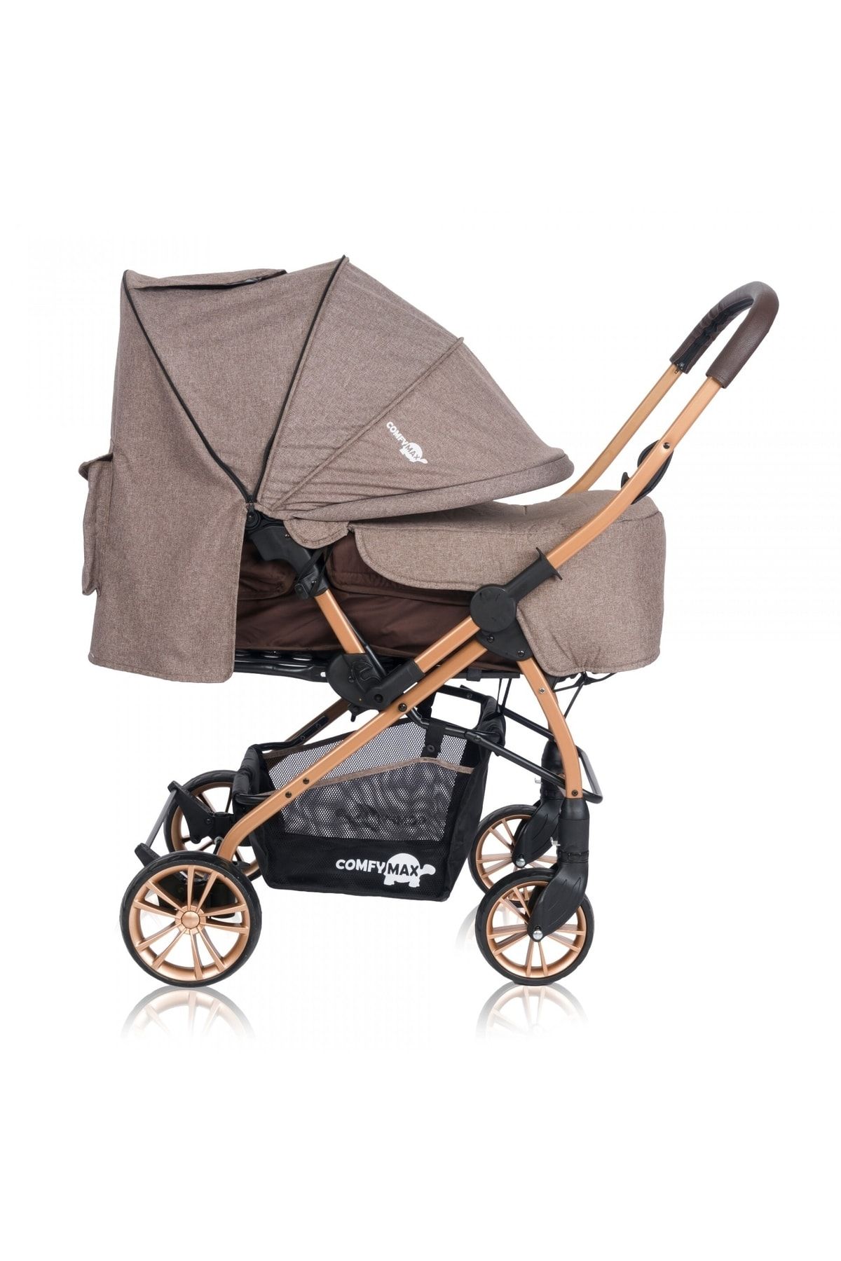 Comfymax Çift Yönlü Lüks Bebek Arabası Wood Brown SN8564