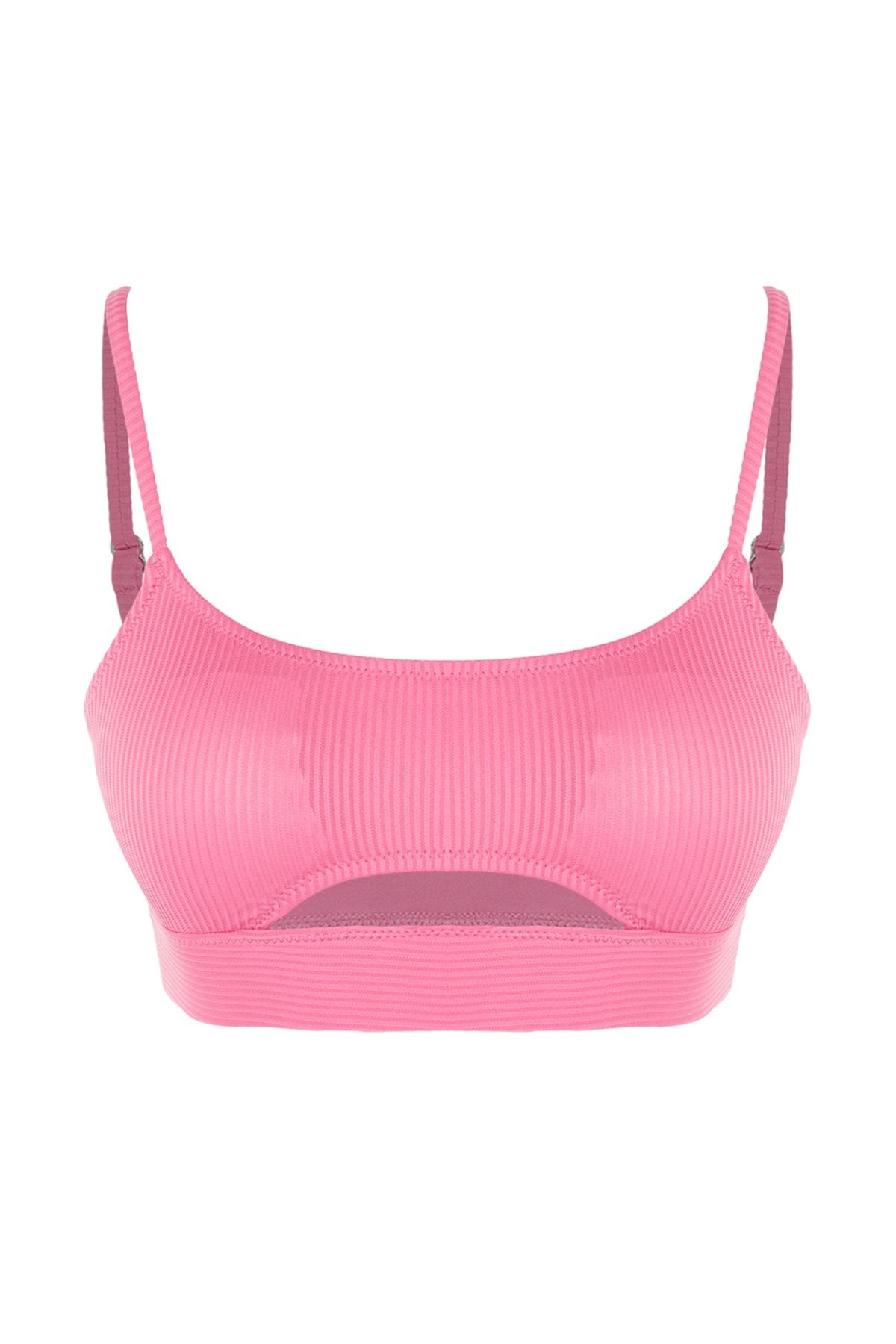 Trendyol Collection-Rosa strukturiertes, detailliertes Bikinioberteil mit Ausschnitten TBESS21BU0235 6