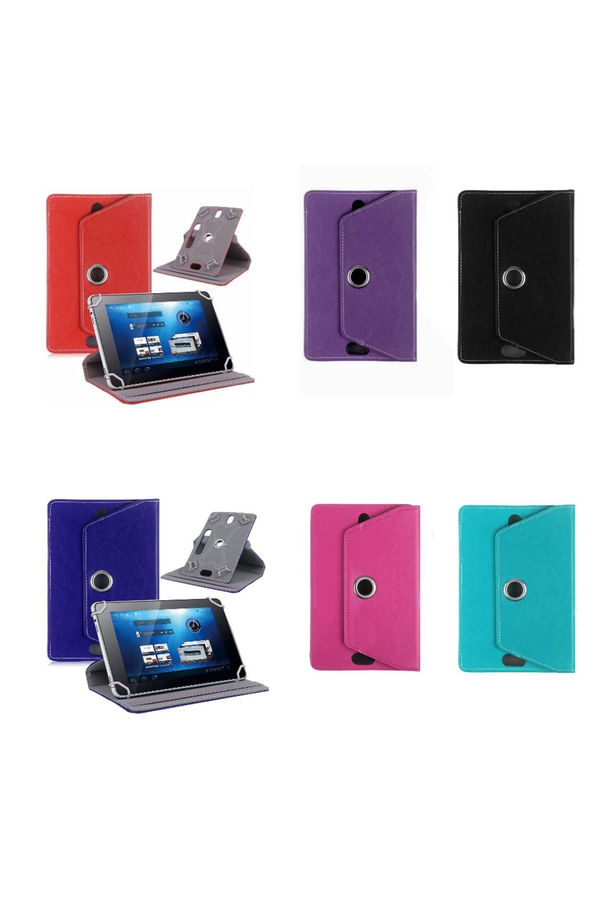 Fuchsia-Tcl Tab 10s 10.1 Inch Compatible 360° Rotatable Stand Covered Universal Tablet Case 7