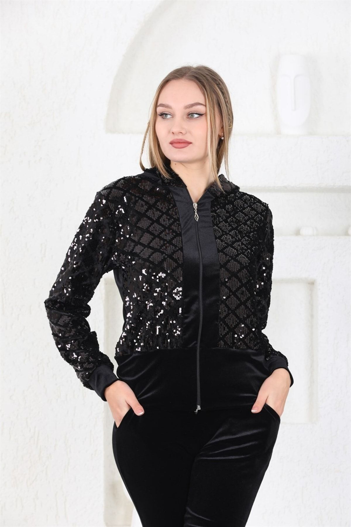 Black sequin tracksuit new arrivals