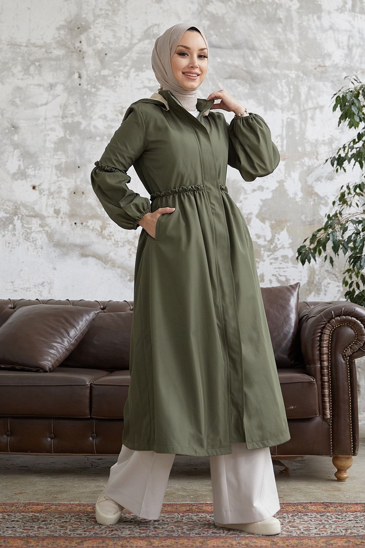 Dark khaki coat hot sale