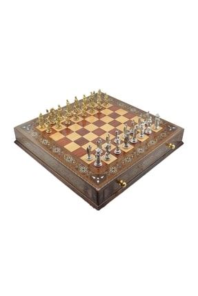 Gifthome Metal Satranç Takımı/seti;battal,osmanlı&bizans,parlak,sedefli,ceviz,çekm.satranç Tahtası 825199