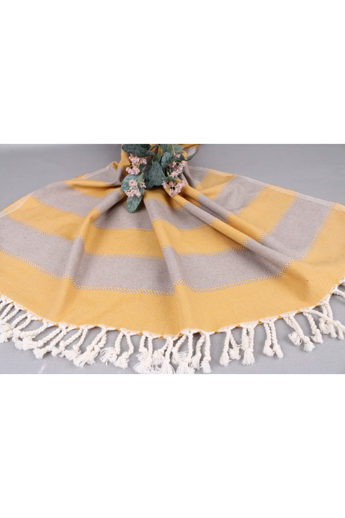 Kayra Export-Pestemal Mustard-beige Beach Pestemal 90x165 Cm Cotton Pestemal 8