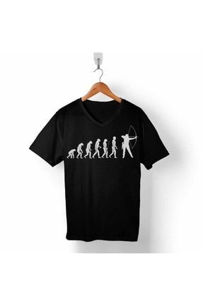 Evolution Human Evrim Yay Ok Okçu V Yaka T-Shirt T05S1260