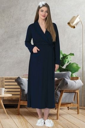 Mecit 5607 Lacivert Kadın Sabahlık 5607L-01