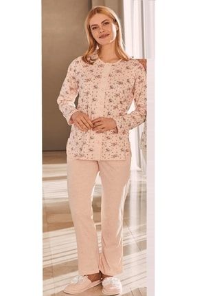 Çiçek Desenli Büyük Beden Önden Açılan Pijama Takımı 5265 MCCT5265