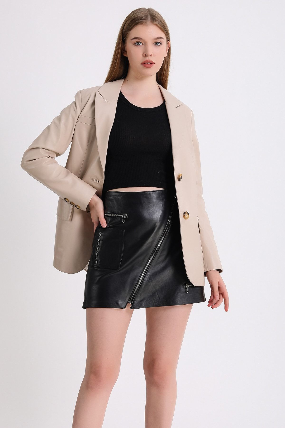 Leather Club-Cream Blazer Leather Jacket 4