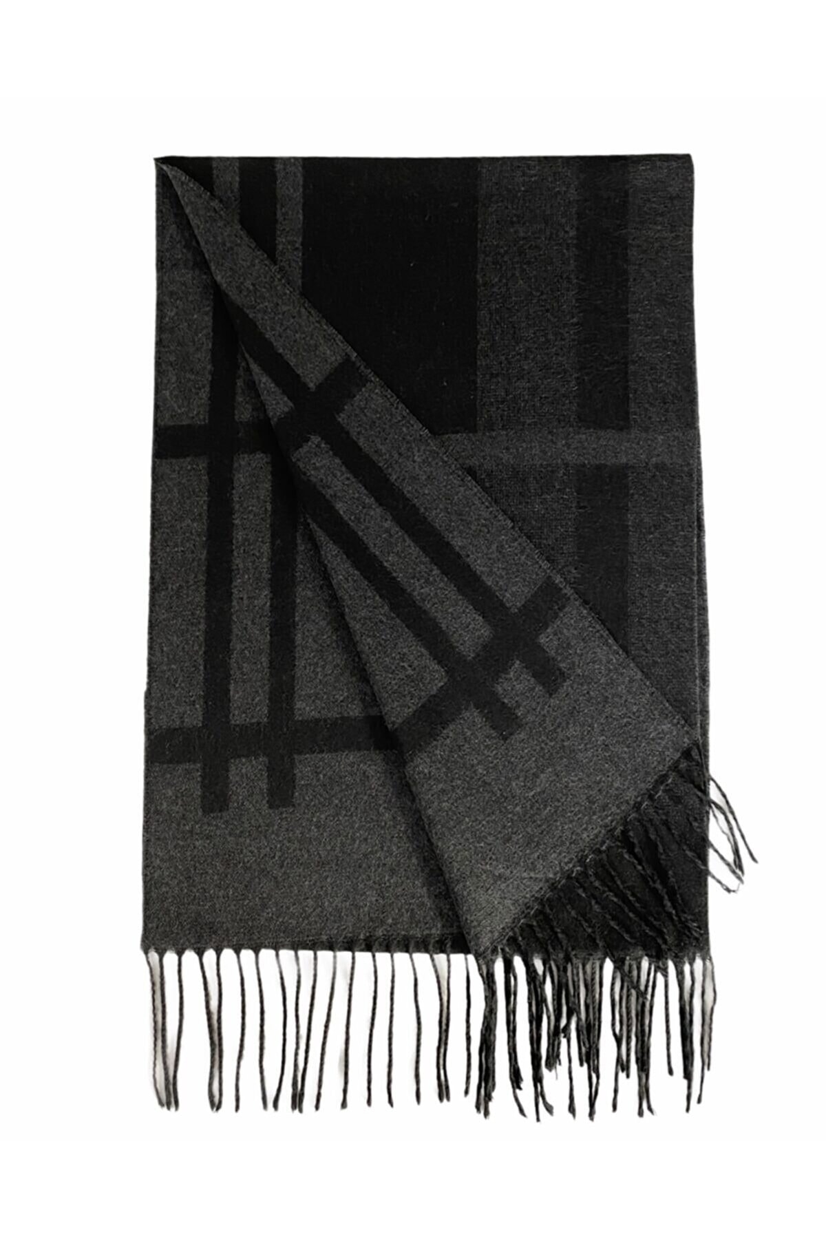 Goldmine  Yumuşak Dokulu Çift Taraflı Desenli Erkek Atkı - Görsel 4