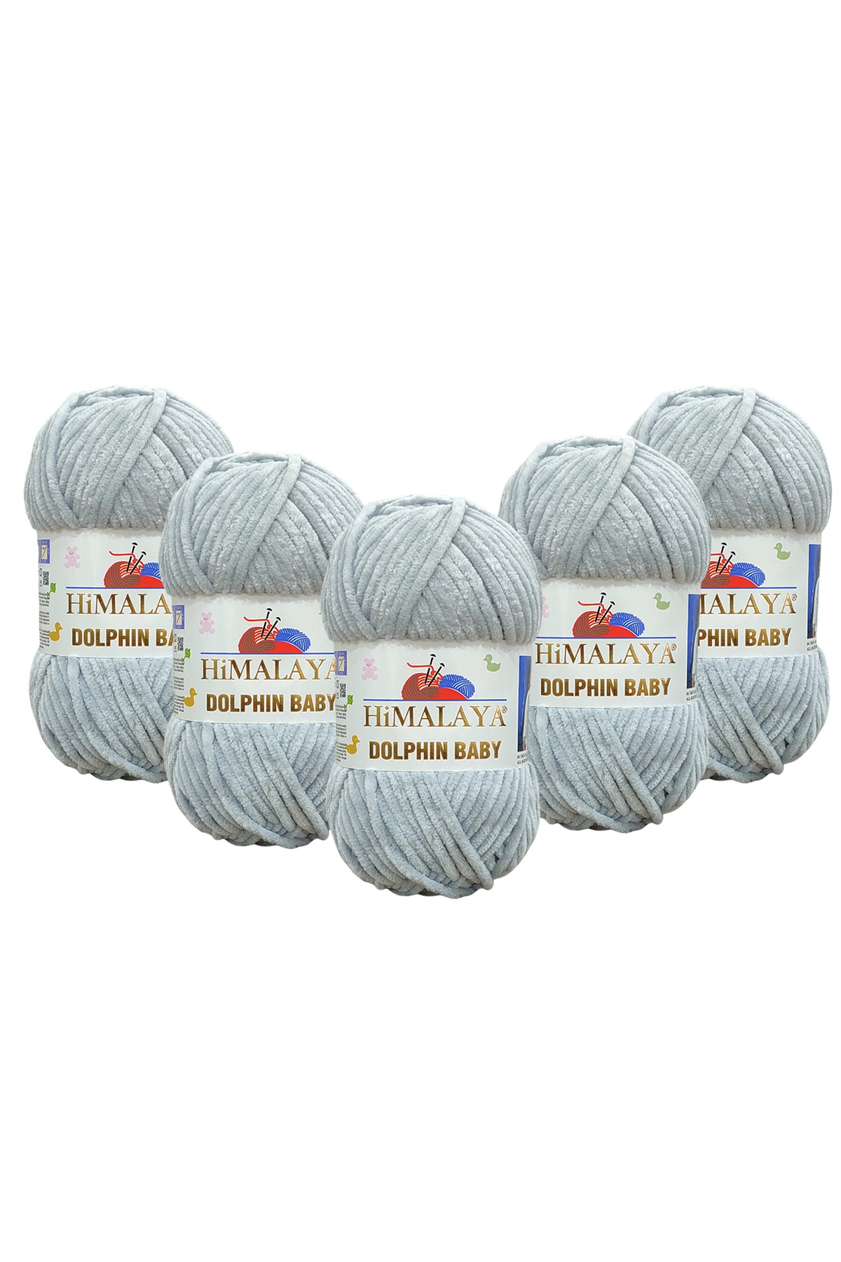 Dolphin Baby Velvet Rope 5-Pack - 80325 Light Gray - 100 Gr. 120 Mt.