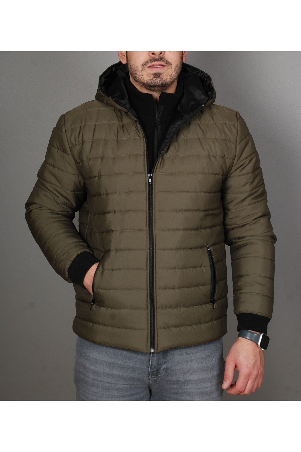 Unisex Kapşonlu Şişme Mont