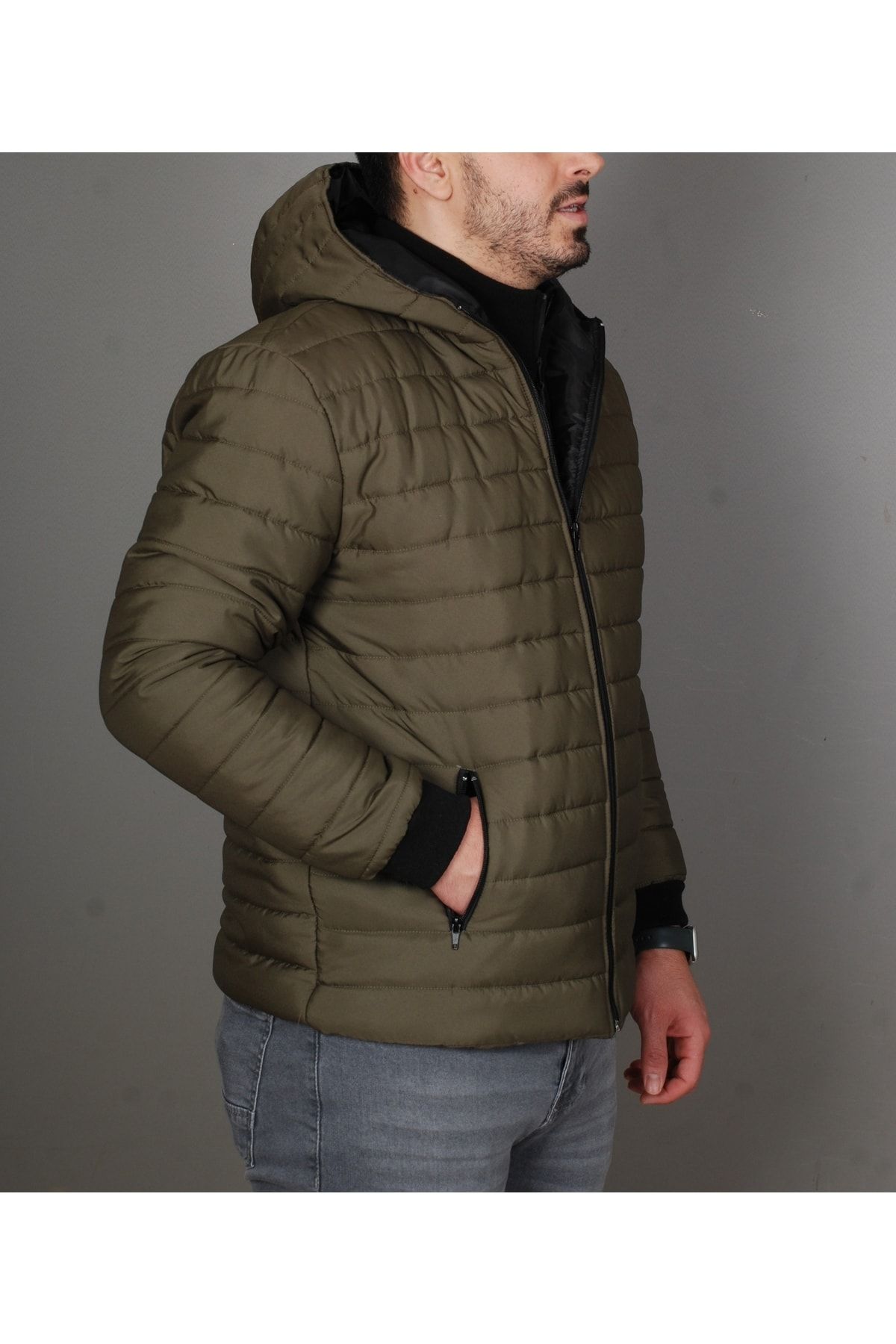 Unisex Kapşonlu Şişme Mont