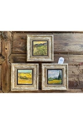 Çerçeveli Taş Duvar Dekoru Tablo 3'lü Set 20x20cm Vincent Willem Van Gogh 3CDD-40-419