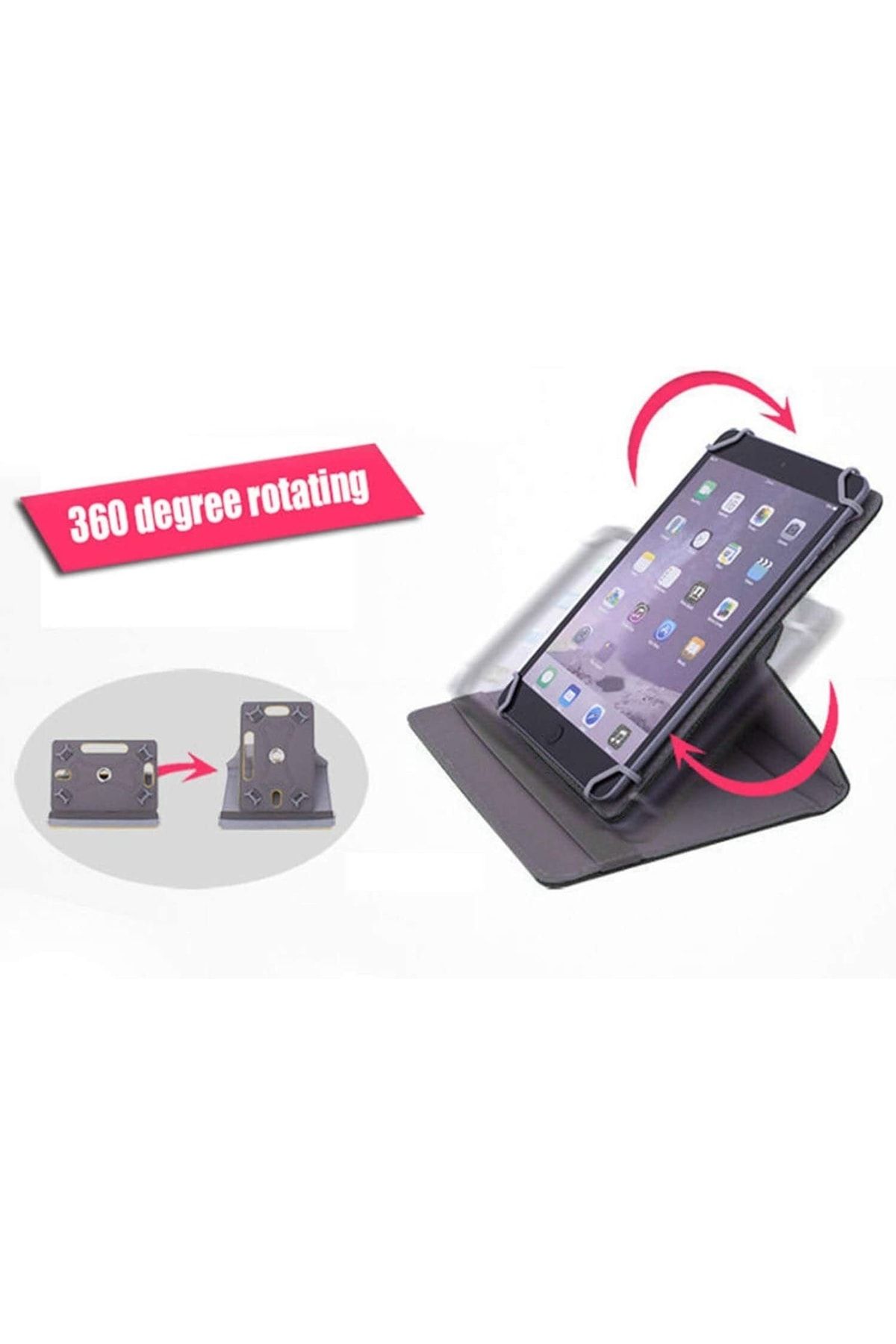 Fuchsia-Tcl Tab 10s 10.1 Inch Compatible 360° Rotatable Stand Covered Universal Tablet Case 6