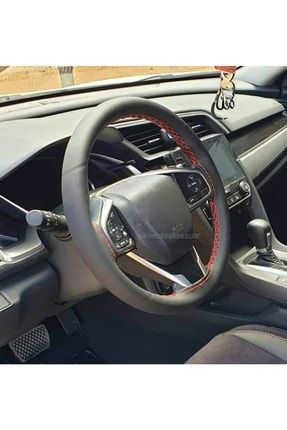 Honda Civic Uyumlu Direksiyon Kılıfı Dikmeli Soft Kırmızı Ipli GRL-CIVICKRM.İPLİ