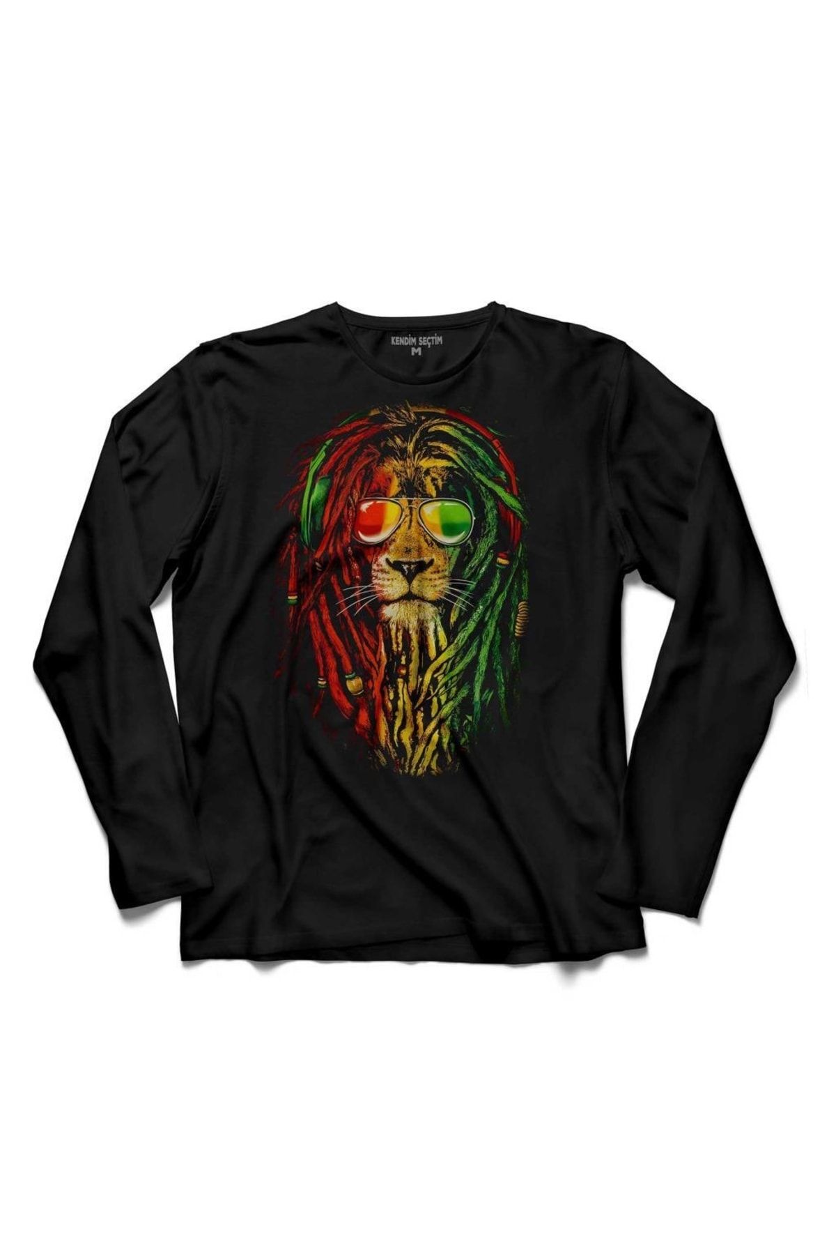 Kendim Seçtim Μακρυμάνικο Μπλουζάκι Reggae Bob Marley Lion Lion King Της Μουσικής für Adult Unisex - 9–10 years
