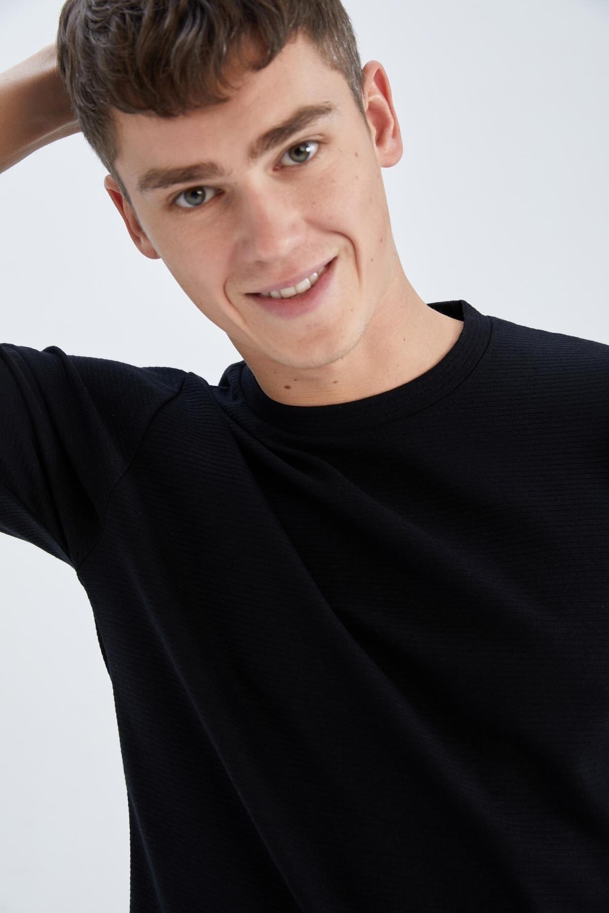 سویشرت مردانه مشکی دفکتو | Z9706AZ22AU اورجینال - تصویر 4