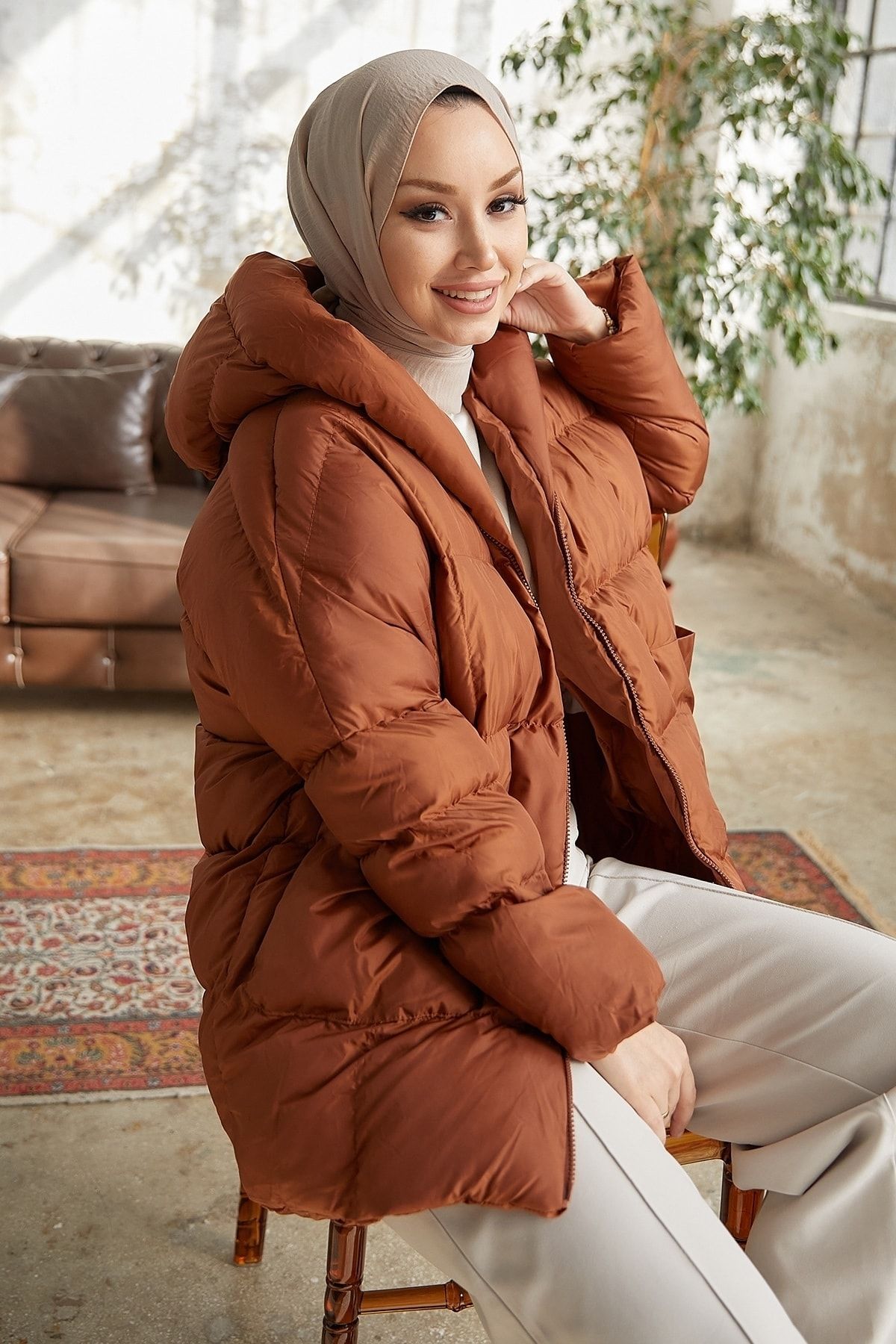 Tan bubble cheap coat