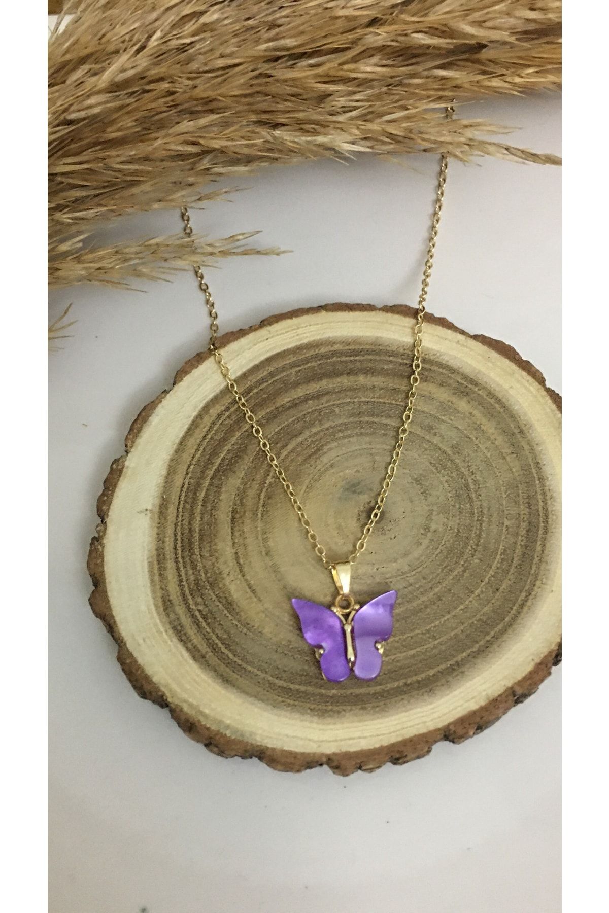 Lilac butterfly shop necklace