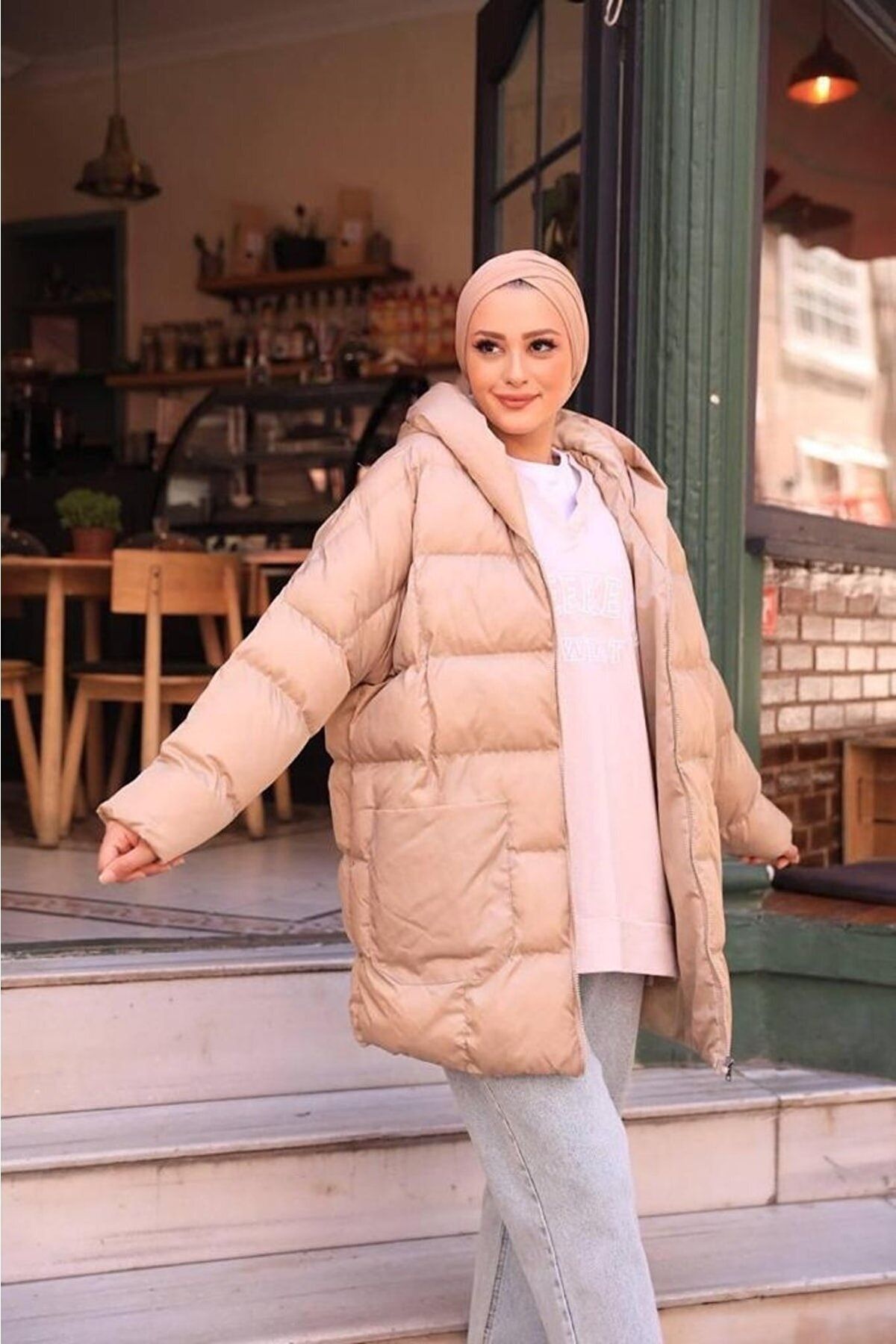 Womens beige puffer coat store