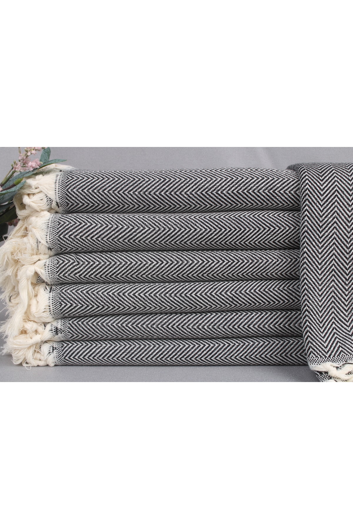 Peshtemal Black Peshtemal 100x180 Cm Cotton Peshtemal