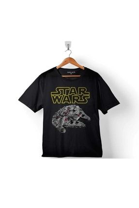 Erkek Siyah Star Wars Mıllennıum Falcon Yıldız Savaşları Çocuk Tişört T03S2708