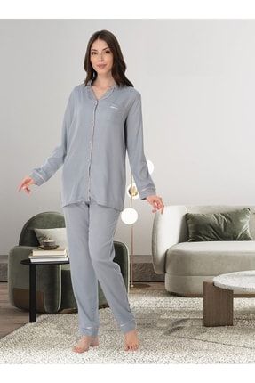 Düğmeli Dokuma Pijama Takımı 8097