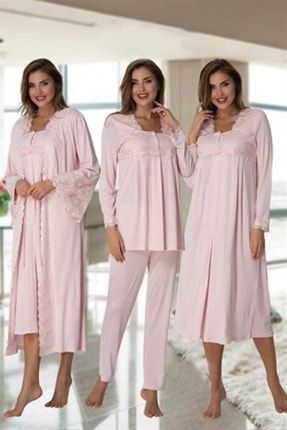 Pijama Özel Tasarım Lohusa Hamile 4'lü Set Pempe 7016