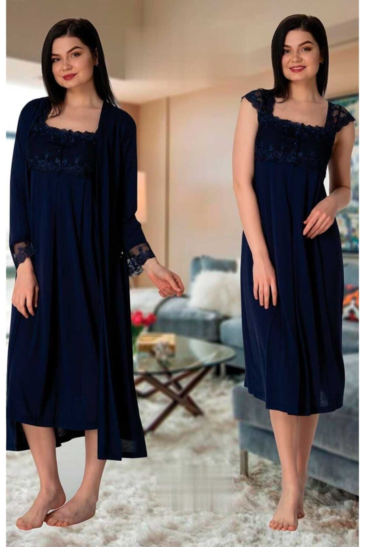 Effort Pijama Maternity Nightgown Dark blue Trendyol