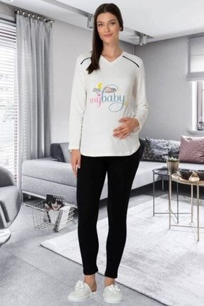 Mecit My Baby Ekru Hamile T-shirt Ve Tayt Takımı 534547