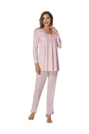 Gecelik Pijama Takımı Lohusa Pembe 7012