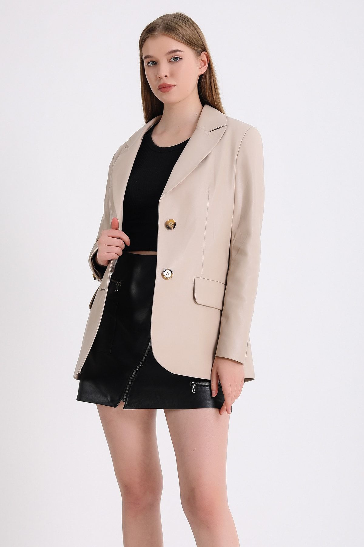 Leather Club-Cream Blazer Leather Jacket 3