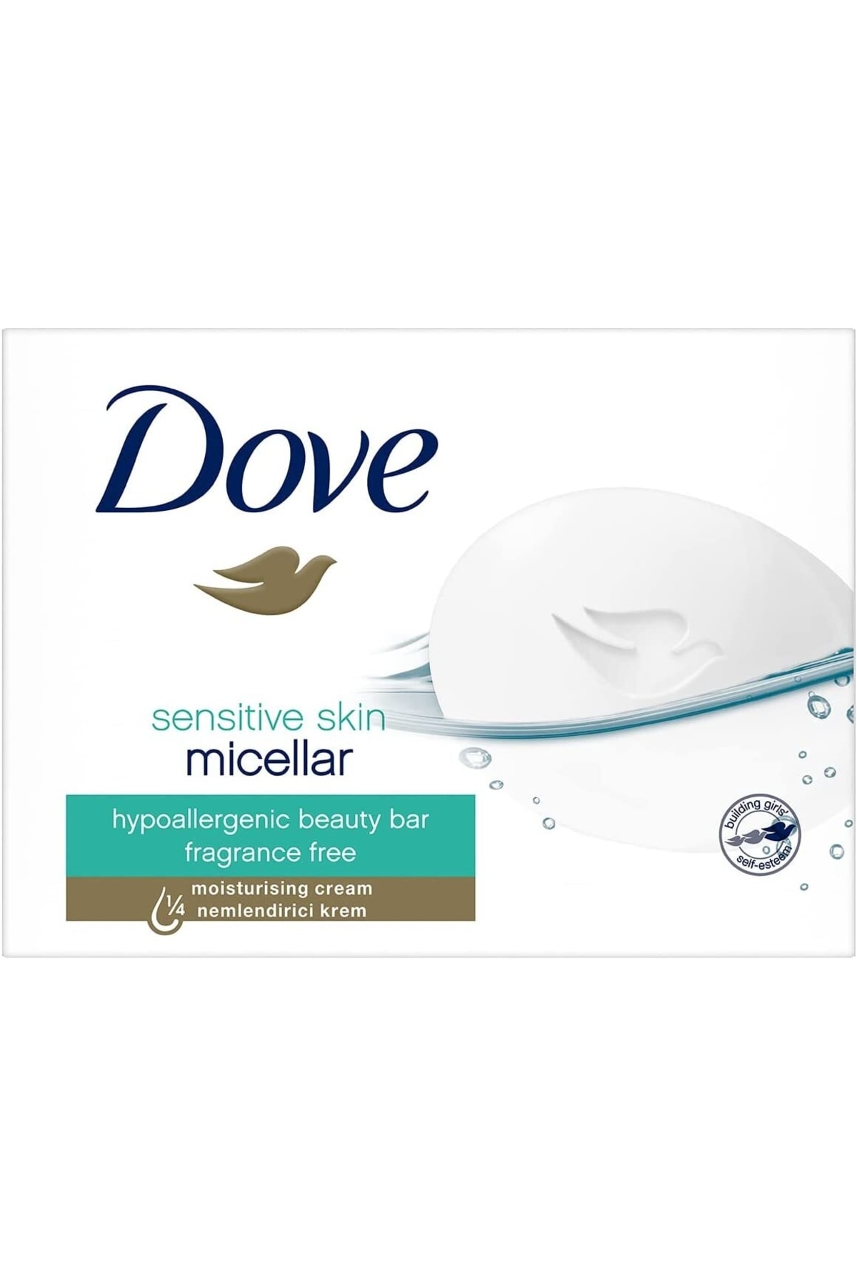Dove Beauty Cream Bar Katı Güzellik Sabunu Micellar Hassas Ciltler Için Nemlendirici Etkili, 90 Gr