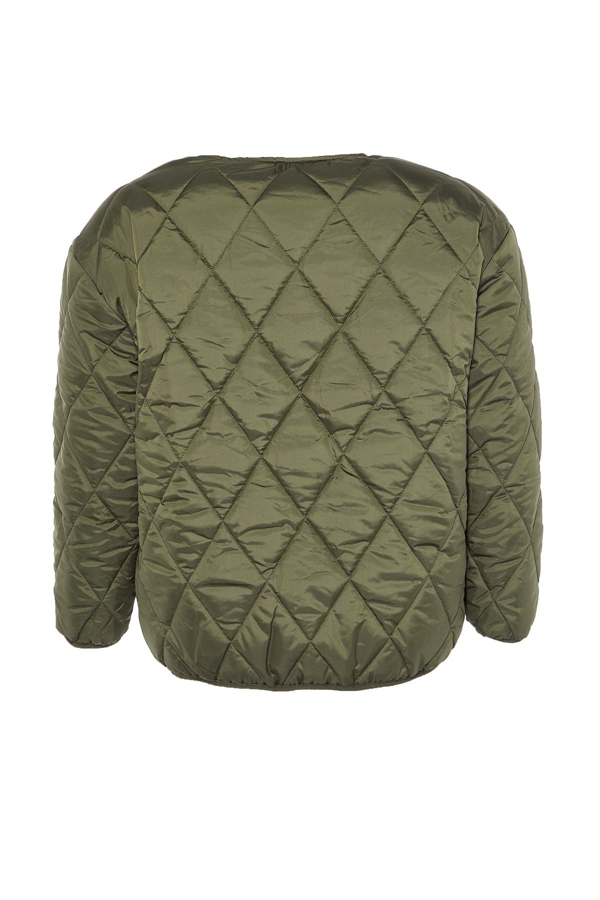 Trendyol Curve-Khaki Crew Neck Quilted Coat TBBAW23AW00020 6