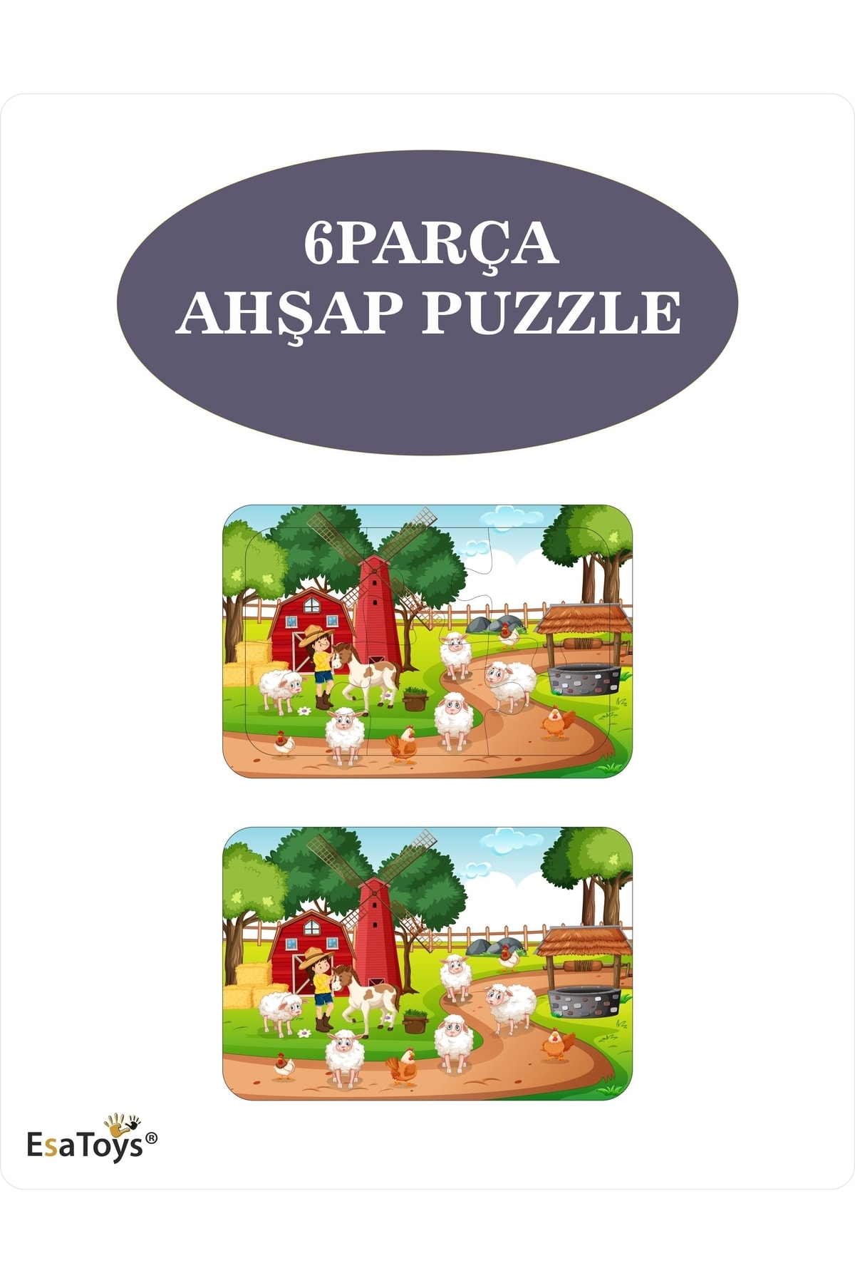 esatoys Ahşap Çocuk Puzzle 6 Parça