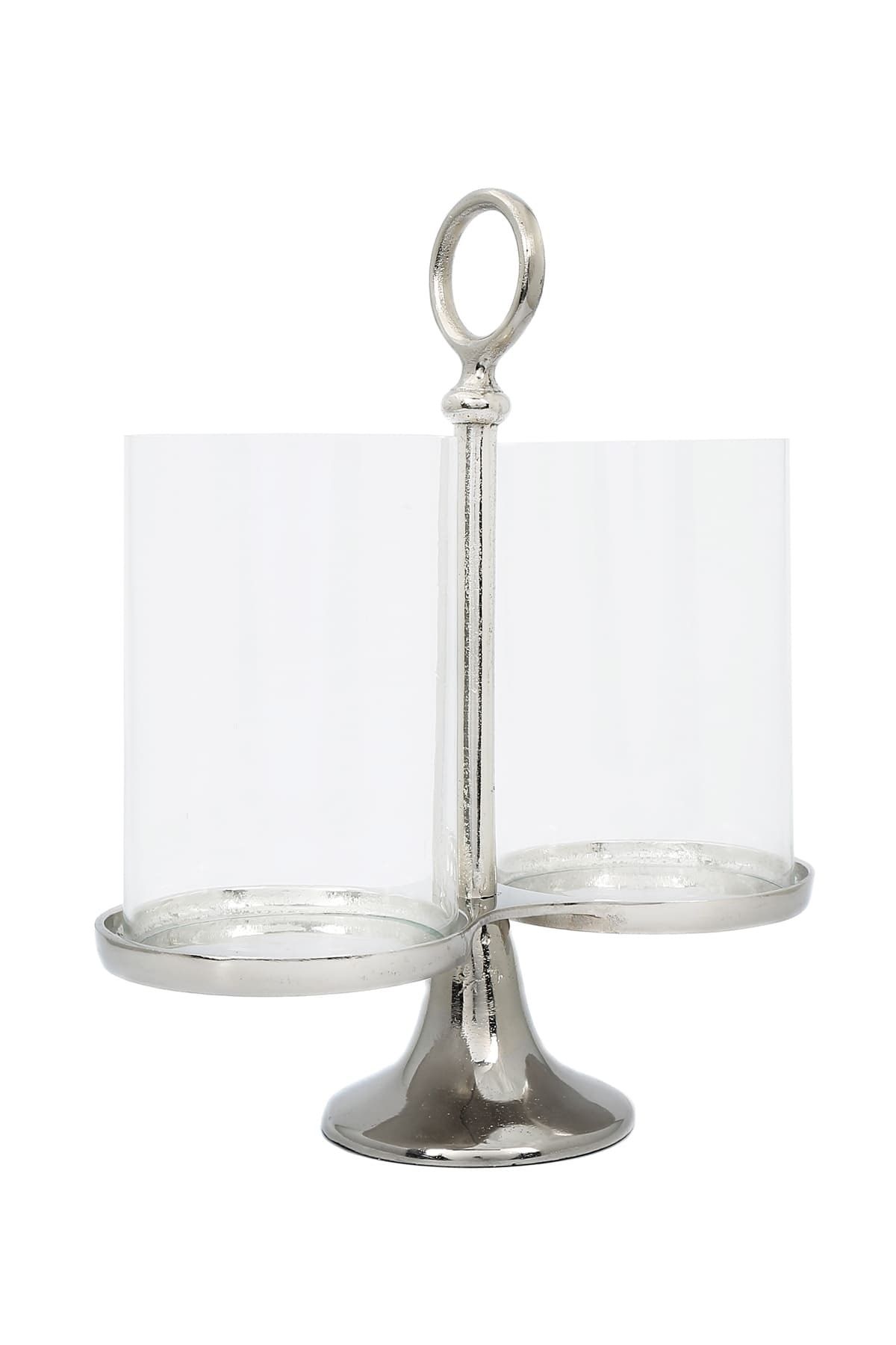 Glass and silver candle holders sales