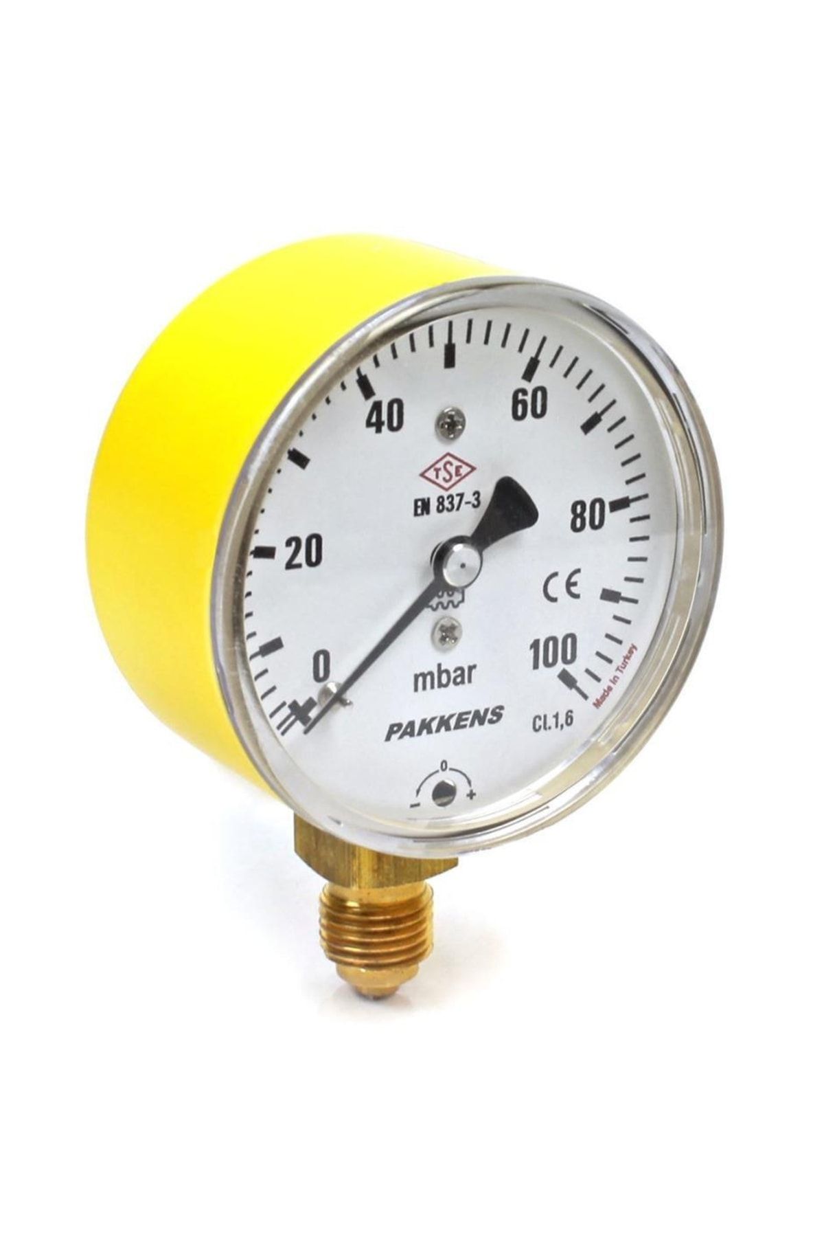 Pakkens-0-100 Mbar 63 Mm Natural Gas Manometer with Capsule Diaphragm with Bottom Connection Cl1,6 G 1/4'' 1