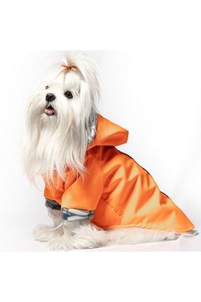 Turuncu Neon Içi Polarlı Yağmurluk Su Geçirmez Kedi Köpek Kıyafeti MAXYGMNMY