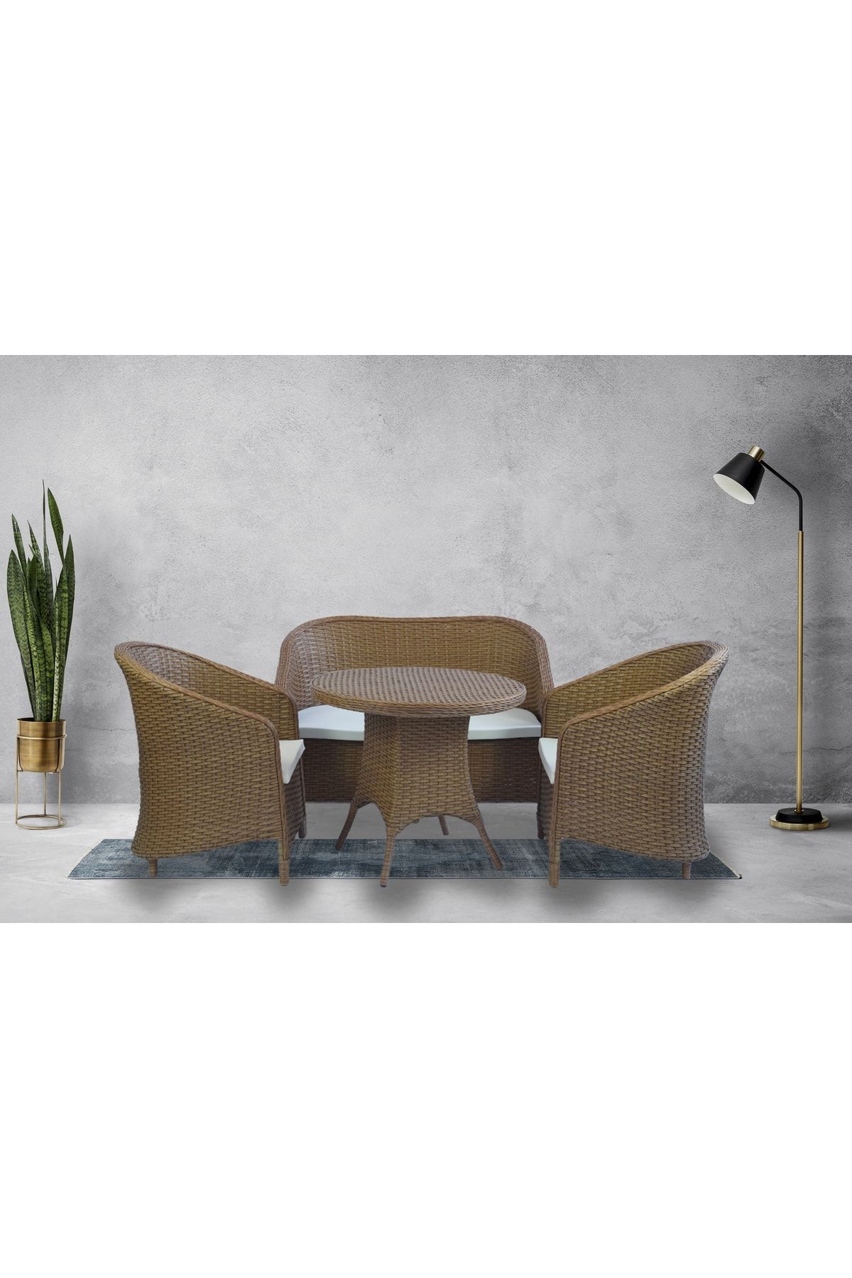 FILAMAK Nest Rattan Oturma Grubu 2'li Koltuk Ve 2 Adet Tekli Koltuk , Orta Sehpa 4 Parça