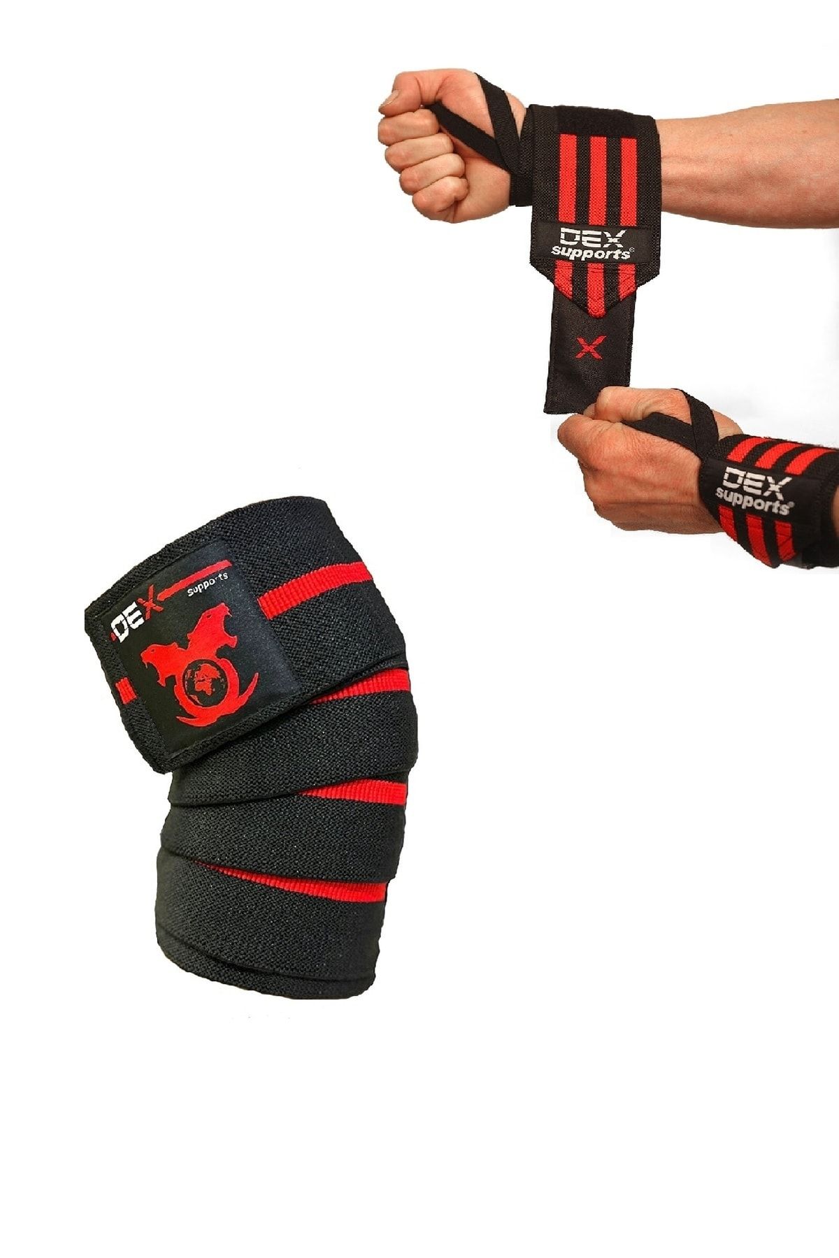 دستکش وزنه برداری مشکی دستبند پشتیبانی CrossFit وزن تناسب اندام بسته های مچ دست زانو Dex Supports
