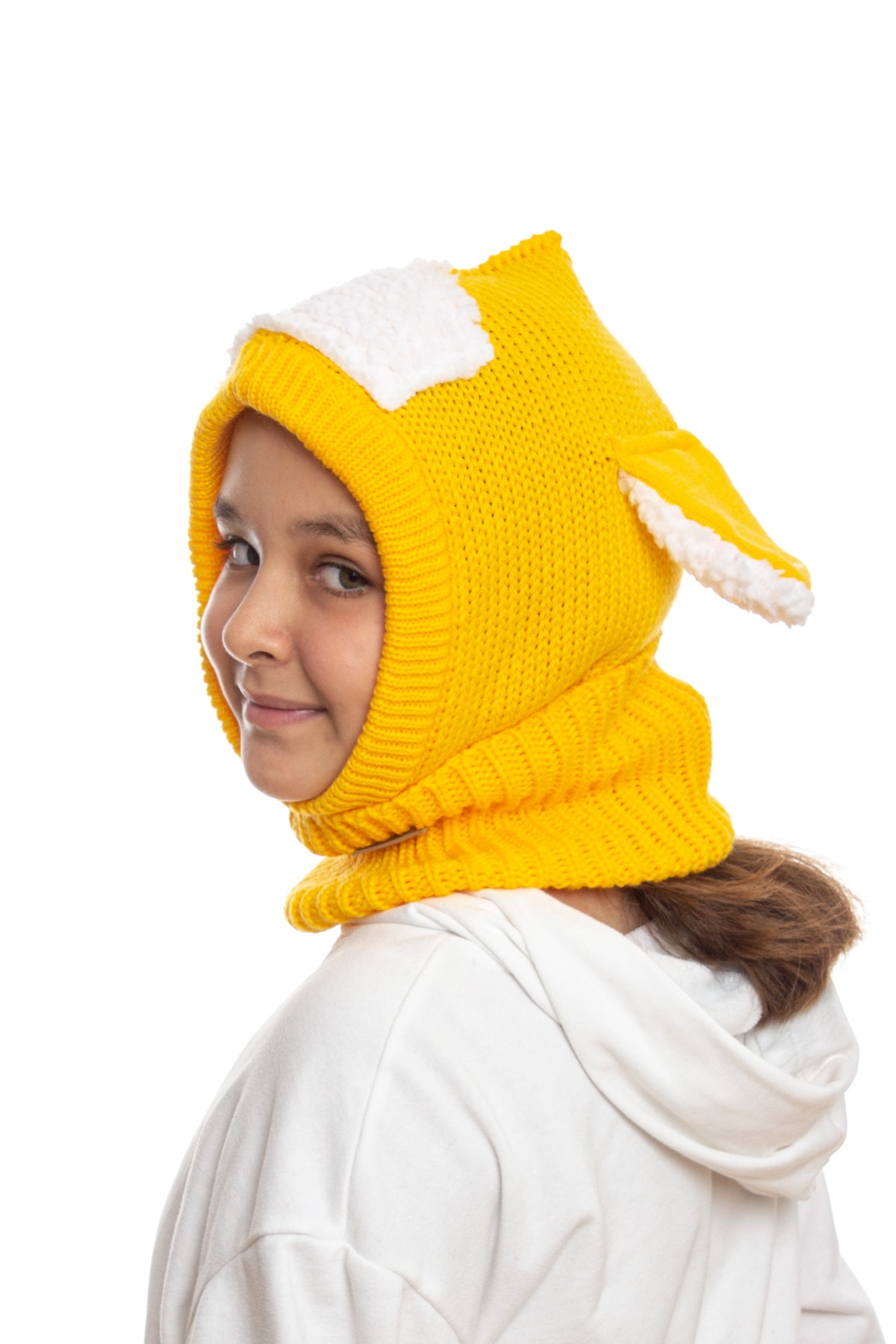 ADA BEBEK ÇOCUK Unısex Çocuk Kuzucuk Örme Yün Atkılı Bere fotoğrafı 3 (önizleme)