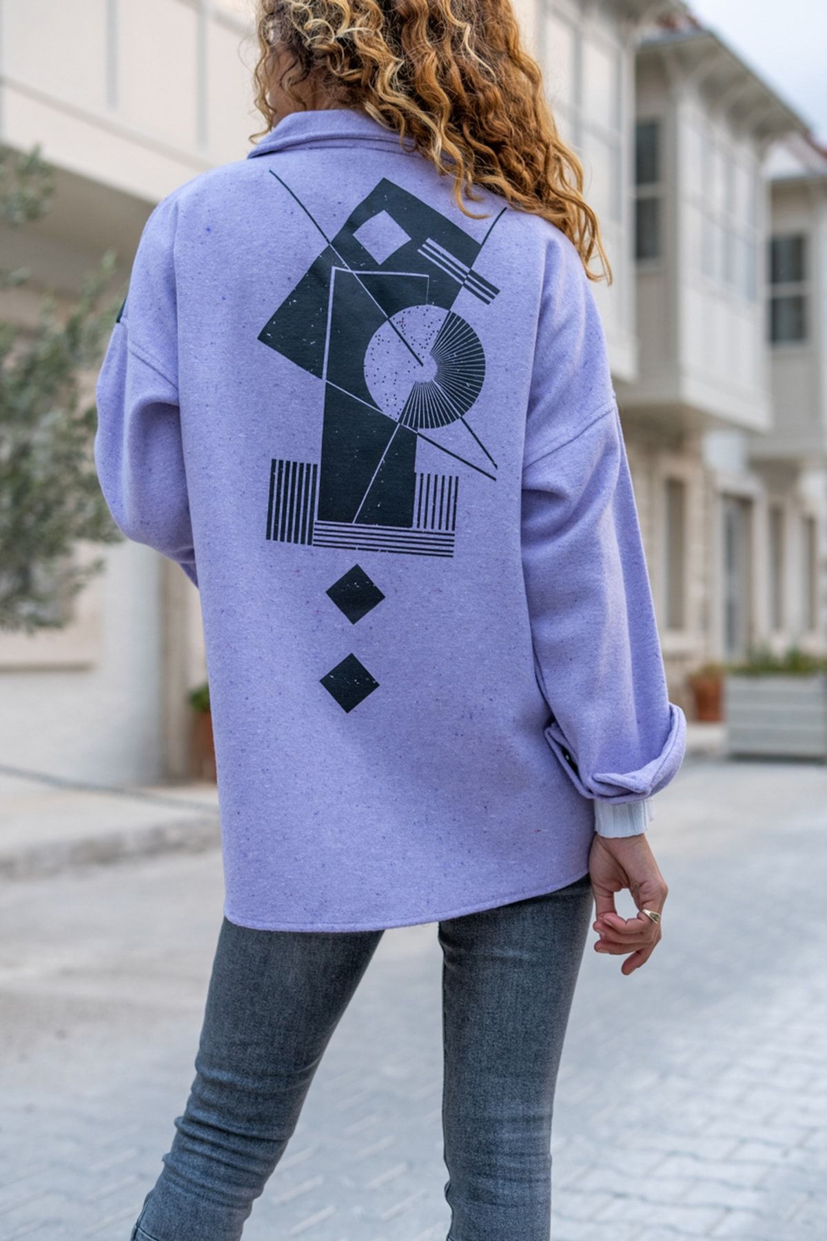 G ne k z Women s Lilac Leather Garnished Back Printed Stamp