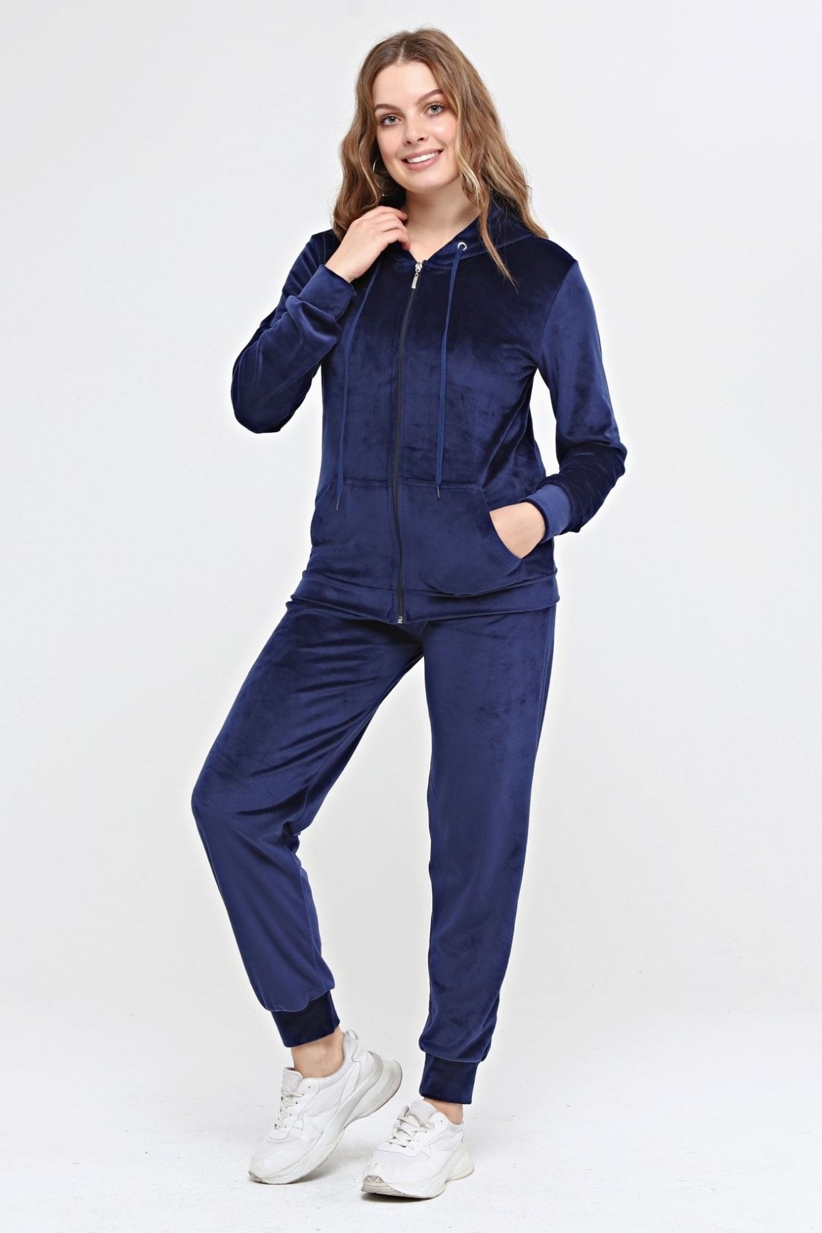 Velour blue tracksuit sales
