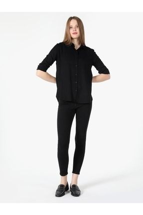 Basic Regular Fit Kadın Siyah Uzun Kol Gömlek .CL1050927_Q1.V1_BLK