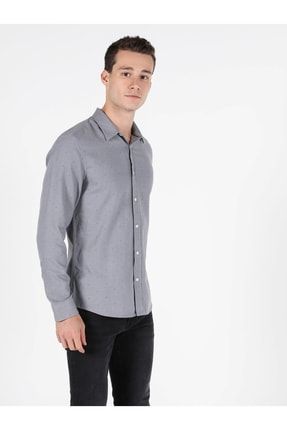 Slim Fit Shirt Neck Erkek Gri Uzun Kol Gömlek .CL1051397_Q1.V2_GRA